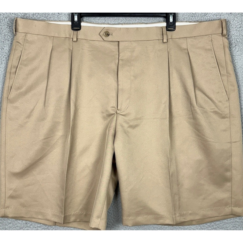 Paul Fredrick Shorts Mens 48 Tan Pleated Dress Performance Chino Golf Pockets